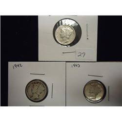 1941-D,42 & 1943 MERCURY DIMES