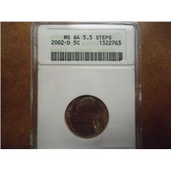 2002-D JEFFERSON NICKEL NGC MS64 5 1/2 STEPS