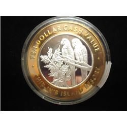 CASINO $10 SILVER TOKEN (UNC) CHIP-INS ISLAND RESORT