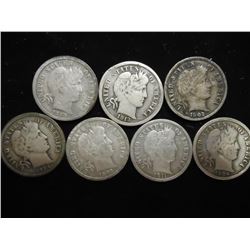 7 ASSORTED BARBER DIMES