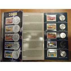 2008 US 50 STATE QUARTERS GREETINGS FROM AMERICA PORTFOLIO, COINS AND STAMPS, ORIGINAL US MINT PACKA
