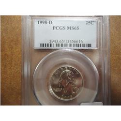 1998-D WASHINGTON QUARTER PCGS MS65