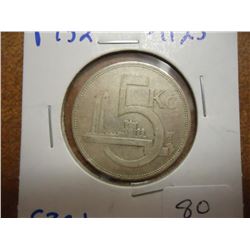 1932 CZECH SILVER 5 KORUN .1125 OZ. ASW