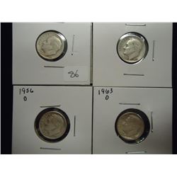 1950-D,53-D,56-D & 63-D SILVER ROOSEVELT DIMES