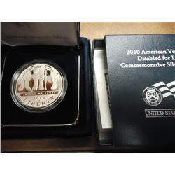 2010-W DISABLED VETERANS PF SILVER DOLLAR ORIGINAL US MINT PACKAGING