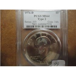 1976-D TYPE 2 IKE DOLLAR PCGS MS64