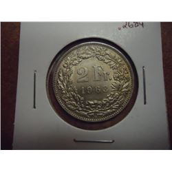 1963 SWITZERLAND SILVER 2 FRANC .2684 OZ. ASW