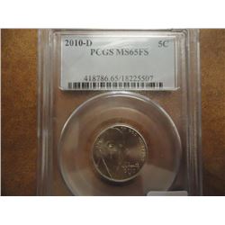 2010-D JEFFERSON NICKEL PCGS MS65FS
