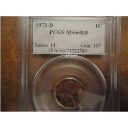 1972-D LINCOLN CENT PCGS MS66RD