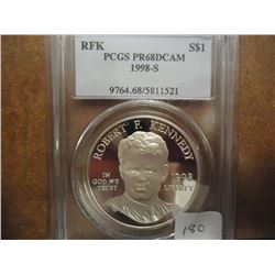 1998-S ROBERT F. KENNEDY SILVER DOLLAR PCGS PR68 DCAM