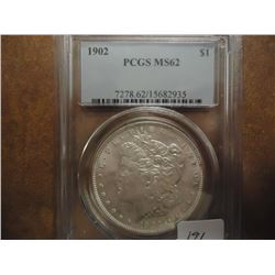 1902 MORGAN SILVER DOLLAR PCGS MS62