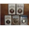 Image 1 : SLABBED KENNEDY HALF DOLLAR LOT OF 5 SEE DESCRIPT. 3-1971-S NGC PF68 STARS, 1973-S PCGS PR69 DCAM AN