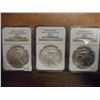 Image 1 : LOT OF 3 AMERICAN SILVER EAGLES FROM ANNUAL $ SETS 2007-W NGC MS70, 2008-W NGC MS70 AND 2013-W NGC M