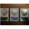 Image 2 : LOT OF 3 AMERICAN SILVER EAGLES FROM ANNUAL $ SETS 2007-W NGC MS70, 2008-W NGC MS70 AND 2013-W NGC M