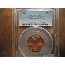 1982 ZINC SMALL DATE LINCOLN CENT PCGS MS65RD