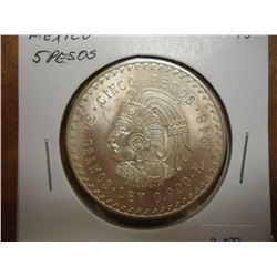 1948 MEXICO SILVER 5 PESOS UNC .8680 OZ. ASW