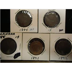1884,87,88,91 & 92 CANADA LARGE CENTS