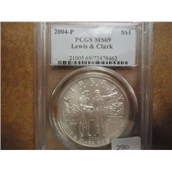 2004-P LEWIS & CLARK SILVER DOLLAR PCGS MS69