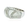 Image 2 : 14KT White Gold Mother of Pearl and Diamond Ring