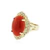 Image 2 : 14KT Yellow Gold 9.00 ctw Coral and Diamond Ring