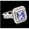 Image 2 : 14KT White Gold 2.30 ctw Tanzanite and Diamond Ring