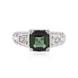 14KT White Gold 1.17 ctw Green Tourmaline and Diamond Ring