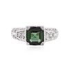 Image 1 : 14KT White Gold 1.17 ctw Green Tourmaline and Diamond Ring