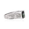 Image 2 : 14KT White Gold 1.17 ctw Green Tourmaline and Diamond Ring