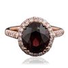 Image 1 : 14KT Rose Gold 4.49 ctw Red Zircon and Diamond Ring