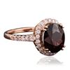 Image 2 : 14KT Rose Gold 4.49 ctw Red Zircon and Diamond Ring