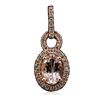 Image 1 : 14KT Rose Gold 0.74 ctw Morganite and Diamond Pendant