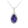 Image 2 : 18KT White Gold 6.53 ctw Tanzanite and Diamond Pendant With Chain
