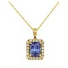 Image 2 : 14KT Yellow Gold 3.96 ctw Tanzanite and Diamond Pendant with Chain