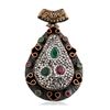 Image 1 : Silver and Gold 1.57 ctw Ruby, Green Crystal, Emerald and Cubic Zirconia Pendant