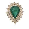 Image 1 : 14KT Yellow Gold 4.17 ctw Emerald and Diamond Ring