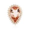 Image 1 : 14KT Rose Gold GIA Certified 25.97 ctw Morganite and Diamond Ring