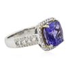 Image 2 : 14KT White Gold 4.70 ctw Tanzanite and Diamond Ring