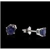 Image 2 : 14KT White Gold 1.23 ctw Sapphire Stud Earrings