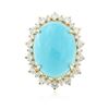 Image 1 : 14KT Yellow Gold 7.28 ctw Turquoise and Diamond Ring