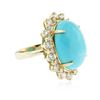 Image 2 : 14KT Yellow Gold 7.28 ctw Turquoise and Diamond Ring