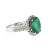 Image 2 : 18KT White Gold 3.85 ctw Emerald and Diamond Ring