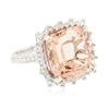 Image 2 : 14KT White Gold 14.45 ctw Morganite and Diamond Ring