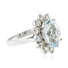 Image 2 : 14KT White Gold 5.42 ctw Blue Topaz and Diamond Ring