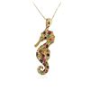 Image 2 : 14KT Yellow Gold 1.53 ctw Multi Gemstone Pendant With Chain