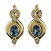 Image 1 : 18KT Yellow Gold 2.42 ctw Blue Topaz and Diamond Earrings