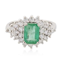 14KT White Gold 1.52 ctw Emerald and Diamond Ring