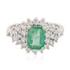 Image 1 : 14KT White Gold 1.52 ctw Emerald and Diamond Ring