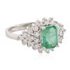 Image 2 : 14KT White Gold 1.52 ctw Emerald and Diamond Ring