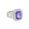 Image 2 : 14KT White Gold 4.51 ctw Tanzanite and Diamond Ring