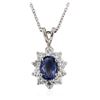 Image 1 : 14KT White Gold 1.00 ctw Tanzanite and Diamond Pendant With Chain